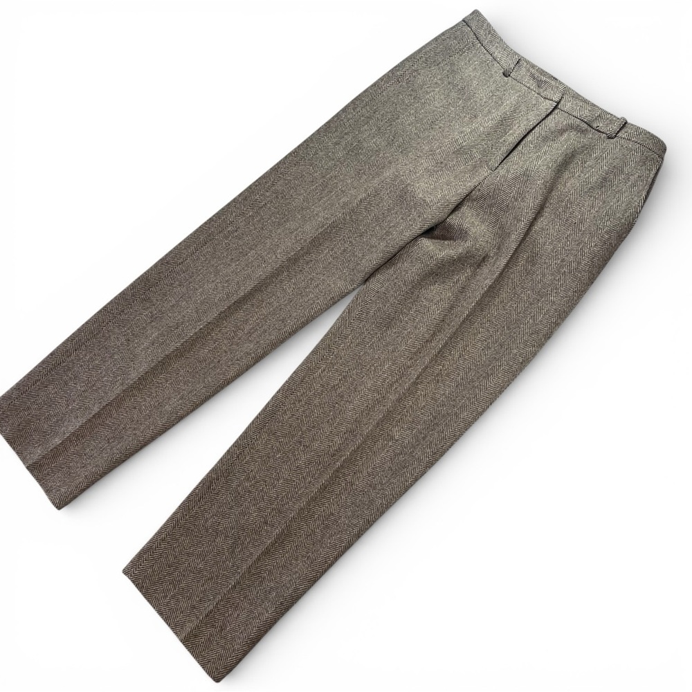 Talbots Women’s Wool Herringbone Trousers Size 12 Brown Tan Classic Fit